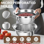 Colander, Strainer Bowl, Stainless Steel Colander, Rice Washing Bowl, Pasta Strainer & Vegetable Washer, Kitchen Strainer with Mixing Bowl for Draining, Food Prep, Dishwasher Safe, 4QT