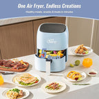 Charmi 5QT Air Fryer – Beautiful Retro Design, Stylish Countertop Look, Safe Auto Shutoff, Digital Touchscreen, 8 Cooking Presets, Digital Recipes Included (Pastel Blue)