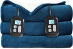 Electric Heated Blanket King Size - 90"x100", Soft Flannel Heating Blanket, 10 Heating Levels, 1-12 H Auto Shut Off, Breathable Warm and Washable for Bed, Lake Blue