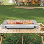 3000W Electric Griddle - Smokeless BBQ Grill with Temperature Control, Portable for Outdoor/Indoor Use (Silver, 31" Cooking Surface)