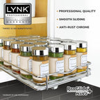 LYNK PROFESSIONAL® Pull Out Spice Organization for Cabinets - 8-3/8 inch Wide – Spice Rack for Inside Cabinets, Slide Out Spice Rack Organizer for cabinet – Pull Out Spice Rack, Sliding 1 Tier Chrome