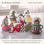 MACKENZIE CHILDS Snow Globe, Christmas Decor for Living Room, Check It Out Teacup