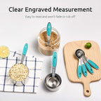 Measuring Cups : U-Taste 18/8 Stainless Steel Measuring Cups and Spoons Set of 10 Piece, Upgraded Thickness Handle (Teal)