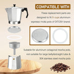 Silicone Sealing Ring AluminumReplacement Filter 9 Cup For Stove Top Espresso Maker Replacement Filler Parts Set Includes 1 Filter and 3 Upgraded Silicone Rings