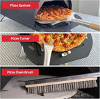 7PCS Pizza Oven Accessories Kit – Premium Pizza Making Tools Set for Home & Outdoor Ovens – Includes Pizza Peel, Oven Brush, Bubble Popper Turner, Rocker Cutter, Dough Roller & Scraper