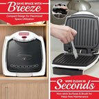SugarWhisk 2 In 1 Hamburger Grill Maker, Electric Indoor Grill and Panini Press with Non-stick Grill Plates, 1200W, Easy to Clean and Store, White