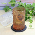 Hobnail-Drinking Glasses 13oz Vintage Glassware Sets Cocktail Juice Glasses Set of 6, Amber