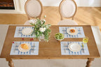 Leetaltree Geometric Print Blue Placemats Set of 6 - Heat Resistant Non-Slip Place mats for Dining Table, Washable Durable PVC Vinyl Woven Table Mats (Geometric Blue, 6)