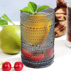 Hobnail-Drinking Glasses 13oz Vintage Glassware Sets Cocktail Juice Glasses Set of 6, Grey