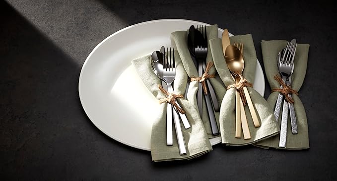 Oneida Silverware Set, Chefs Table 20 Piece Everyday Flatware Set, Service For 4, 18/0 Stainless Steel, Dishwasher Safe, Knives Spoons And Forks Sets, Home And Kitchen Utensils (Silver, 20 Piece)