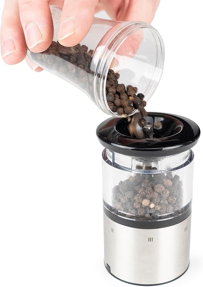 u'Select electric salt and pepper mills in stainless steel, 20 cm
