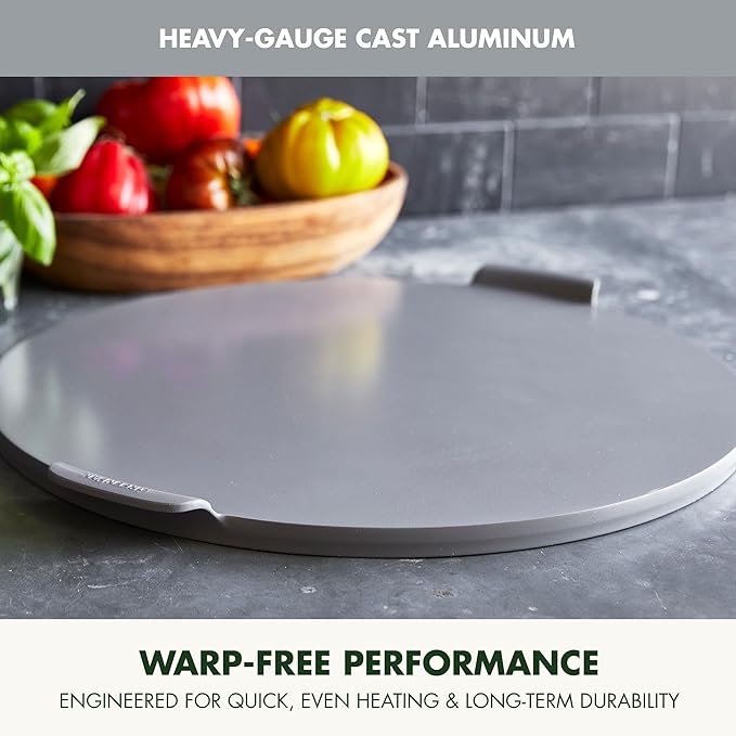 GreenPan Premiere Ovenware Healthy Ceramic Nonstick 16.5" Pizza Pan, PFAS-Free, Warp-Free Bakeware, Durable Quick Heating Baking Tray, Oven & Broiler Safe to 600F, Dishwasher Safe, Gray