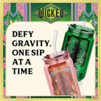 Dragon Glassware x Wicked 16 oz Drinking Glasses Set of 2 - Glass Cups with Lids and Straws - Iced Coffee Cups with Lids - Reusable Glass Tumbler with Straw and Lid - Enchanted