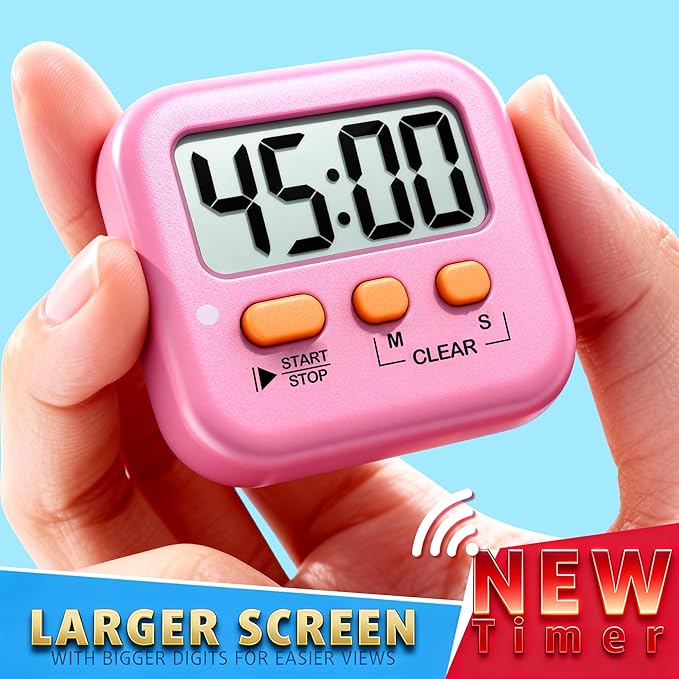 Antonki 2 Pack Digital Timer for Kids, Magnetic Countdown Kitchen Timers for Cooking, Egg, Classroom, Teacher, Exercise, Study, Oven - Battery Included