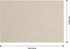 Leetaltree Beige Placemats Set of 16 - Heat Resistant Non-Slip Place mats for Dining Table, Washable Durable PVC Vinyl Woven Table Mats(Beige, 16)