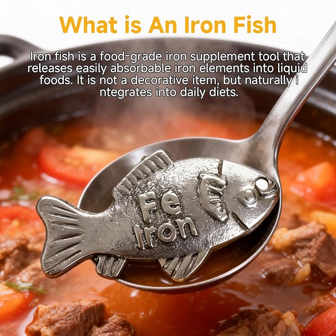 2 Pcs Iron Fish Cooking Tool, Lucky Iron Fish For Iron Deficiency, Natural Iron Supplement To Support Iron Levels For Vegans, Athletes, Children, Iron Fish For Cooking, Great Gift