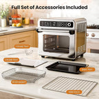 Kismile 18QT Air Fryer Toaster Oven Combo, 12-in-1 Countertop Convection Airfryer Oven, Adjustable 70–450℉ Temperature, Bake, Roast, Reheat & Broil, Fits 8-10″ Pizza, Complete Accessories Included