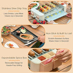 Electric Hot Dog Roller 6 Rollers - 3 in 1 Indoor Grills Portable with Non-stick & Smokeless Removable Grill & BBQ Griddle Plate,Stainless Sausage Grill Cooker Machine, for Family party Use