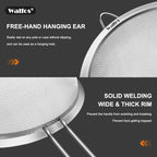 Walfos 6.95 Inch Fine Mesh Strainers, Premium Stainless Steel Colanders and Sifters, with Reinforced Frame and Sturdy Handle, Perfect for Sift, Strain, Drain and Rinse Vegetables, Pastas and Tea