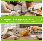 Spring Chef Stainless Steel Magnetic Measuring Spoons Set of 8 with Leveler, Metal Teaspoon & Tablespoon Measure Spoons Set for Baking & Cooking, Stackable & Double Sided Kitchen Gadgets - Very Merry