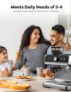 GarveeHome Espresso Machine With Grinder, 20 Bar Semi-Automatic Espresso Coffee Maker With Milk Frother Steamer Wand Cappuccino Latte Macchiato, 95 oz Water Tank, Pid Temperature Control-Light Gray