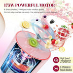 2PCS Portable Personal Blender 17 OZ/500 ML Juicer, 175W Personal Size Blender, Ideal for Smoothies, Ice Blending, Juicing, and Food Processing, Compact, Convenient, and Versatile (Pink&White)