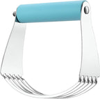 Spring Chef Large Dough Blender For Baking, Dishwasher Safe Dough Cutter Tool, Stainless Steel Pastry Cutter Tool with Sharp Blades, Manual Pastry Blender for Easy Mixing - Aqua Sky