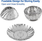 Vegetable Steamer Basket, Premium Stainless Steel Veggie Steamer Basket - Folding Expandable Steamers to Fits Various Size Pot Small by SAYFINE (5.5" to 9.2")