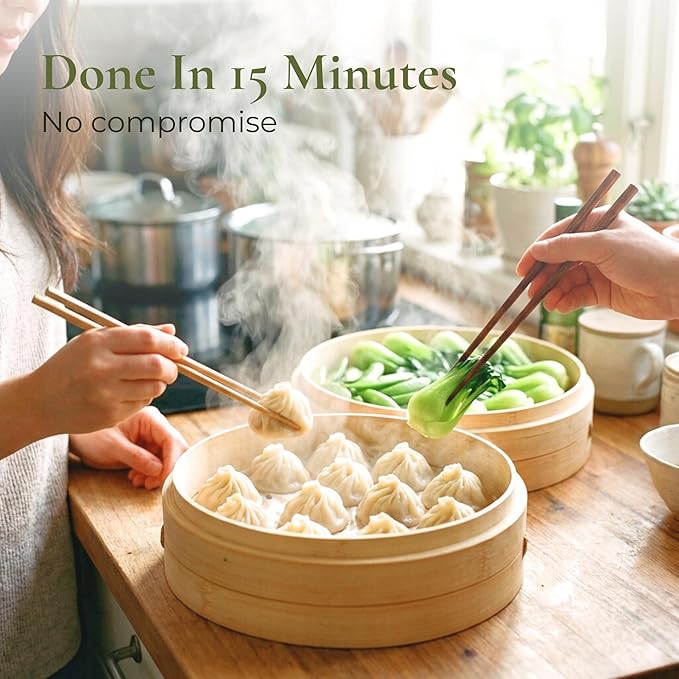 HAPPi STUDIO Stainless Steel Bamboo Steamer Ring - Fits 8 10 11 12 Inch Bamboo Dumpling Basket - Dim Sum Steamer Ring Adapter for Wok, Pot, Rice Cooker
