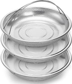 Cididu 3 Pack Steamer Basket for Cooking, Micro-Perforated Strainer Colander Set, Stainless Steel Vegetable Veggie Steamer Rack for Pot, All-In-One Steaming Rack Stand with Handles, Dishwasher Safe