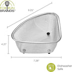 Fox Run Large Stainless Steel Triangular Colander, 3 Quart Pasta Strainer, 7” x 9.25” x 4”