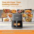 CARORI 6QT Air Fryer with Viewing Window, 12 Cooking Presets, 1700W Fast & Even Cooking, Max 400℉ Crisping, Bake, Roast, Reheat & Dehydrate, Large Nonstick Basket, Dishwasher Safe, Gray