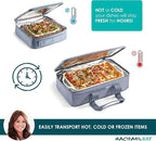 Rachael Ray Lugger Duo, Insulated Casserole Carrier for Hot or Cold Food, Thermal Lasanga Lugger Tote for Potluck, Parties, Picnic, and Cookouts, Fits 9" x 13" Baking Dish, Slate Stripe