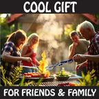 BBQ Croc 3-in-1 Barbecue Tool 18-inch + 15-inch 2-Pack - Extra Light and Long Tongs, Spatula and Grill Scraper (Blue) (18 inch + 15 inch)