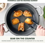 GreenPan Elite Essential Smart Electric 6QT Skillet Pot,Sear Saute Stir-Fry and Cook Rice, Healthy Ceramic Nonstick and Dishwasher Safe Parts, Easy-to-use LED Display, PFAS-Free, Cream White