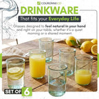 COURONNE CO. Clear Recycled Drinking Glass Tumbler, Perfect for Cocktails, Refreshments & Everyday Use, Restaurant Grade, Crafted without lead-based materials (13.5 Oz, Classico), Pack of 6
