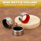 PATIKIL 5 Pcs Wine Bottle Collars, Stainless Steel & Velvet Felt Bottle Drip Ring Anti-overflow Wine Drip Catcher Accessories for Kitchen Bar Party Beverage, Black (Regular)