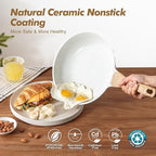 SENSARTE Nonstick Frying Pan Skillets, White Ceramic Coating Omelette Pans, Healthy Cookware Chef's Pan, PTFE & PFAS Free (8+9.5+11 Inch)