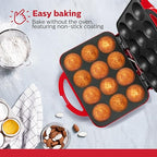 Holstein Housewares Non-Stick 12-Count Electric Cupcake Maker Machine – Bakes 12 Cupcakes, Muffins, Pizza Cups, Cinnamon Buns – Perfect for Gifts, Birthdays, Holidays, or Bake Sales, Red