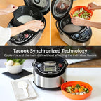 Tiger JAX-T18U-K 10-Cup (Uncooked) Micom Rice Cooker with Food Steamer & Slow Cooker, Stainless Steel Black