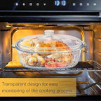 2 Pack Glass Casserole Baking Dishes with Lids for Oven,1.9 Qt and 3 Qt Ribbed Oval Glass Serving Dishes Bakeware Set for Lasagna,Casseroles,Leftovers,Cooking,Kitchen