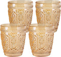 abrwyy Amber Glassware set of 4 Vintage Drinking Glasses, 9.5oz Amber Heavy Duty Glass Cups, Old Fashioned Glass, Set for Party Wedding Home Office Glassware Gift