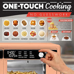 Gourmia French Door Air Fryer Oven - 37 Qt Large Capacity Convection Toaster Oven, FryForce 360°, Digital Display, 12 Cooking Presets, Dehydrate, Fits 13” Pizza, Dishwasher-Safe, Peach