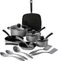 Tramontina Primaware 15-Piece Non Stick Cookware Set with Lids and Utensils, Aluminum Nonstick Pots and Pans Kitchen Set (Silver)