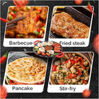 Non-Stick Electric Indoor Grill Pan 36cm, Smokeless Korean BBQ Grill with Adjustable Temperature, Portable Electric Griddle for Steak, Seafood, Vegetables, 700W Powerful Heating, Easy to Clean(28 Cm)