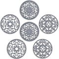 SMARTAKE 6 Set Silicone Trivets, Multi-Use Carved Trivet, Insulated Non-Slip Durable Kitchen Mat, Flexible Modern Kitchen Table Mat, for Hot Dishes, Pots, Dining Countertop, Grey