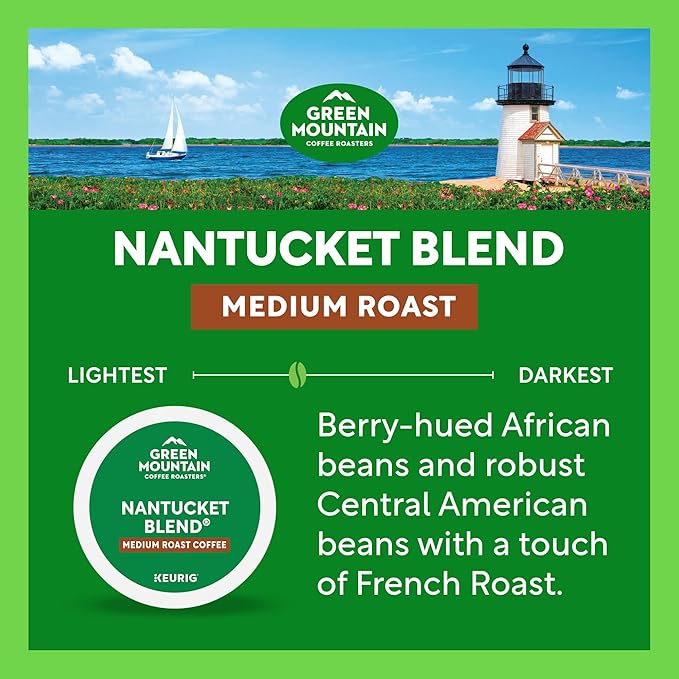 Green Mountain Coffee Roasters Nantucket Blend, Single-Serve Keurig K-Cup Pods, Medium Roast Coffee Pods, 48 Count