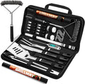 RINPIR 31pcs BBQ Grill Accessories Gifts for Men Dad, Heavy Duty Grilling Tools Gift Set for Father's Day, Stainless Steel BBQ Utensils Kit with Mats, Grill Brush in Carrying Bag Black