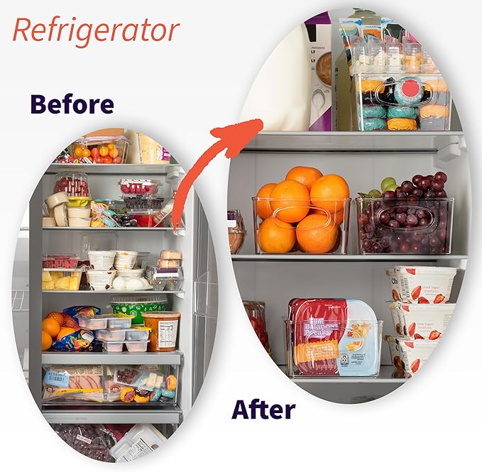 ClearSpace Plastic Pantry Organization and Storage Bins with Removable Dividers – XL Perfect Kitchen / Refrigerator/ Cabinet Organizers, 2 Pack