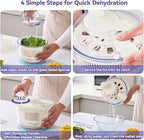 Good Girps 3.2 Qt Glass Salad Spinner Small Vegetable Dryer with Drain Microwave Safe Dishwasher Safe with Transparent Lid Crank Handle Quick Spin Greens Washer for Lettuce Herbs Fruits White